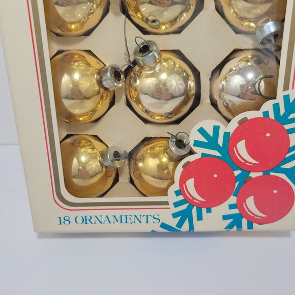 18 Gold Glass Vintage Christmas Ornaments by Rauch K-Mart - Picture 2 of 11